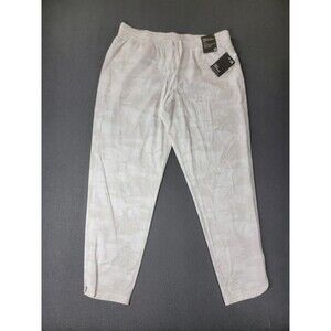 GapFit Runaround Tapered Pants Womens Large White Camo Mid Rise UPF 50+ Recycled